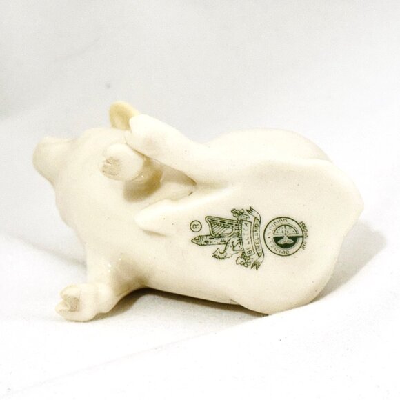Vintage Belleek Ireland Porcelain Pig 6th Mark/3rd Green - Picture 6 of 7